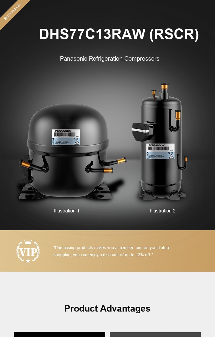 Panasonic Compressor DHS77C13RAW (RSCR), technical parameters pdf, structure diagram